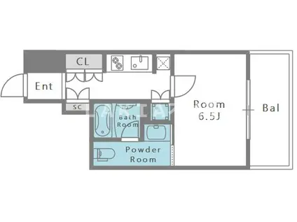 リーガルあみだ池新町(1K/8階)の間取り写真