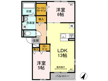 ブリーゼIV(2LDK/2階)の間取り写真