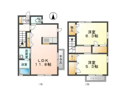 JEEP(2LDK/2階)の間取り写真