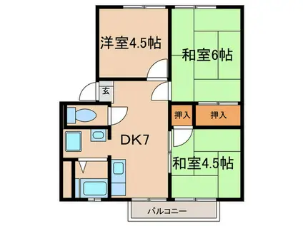 サンシティ海山A棟(3DK/2階)の間取り写真