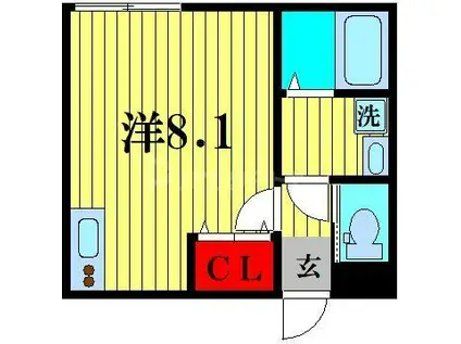 レジデンス新松戸(ワンルーム/3階)の間取り写真