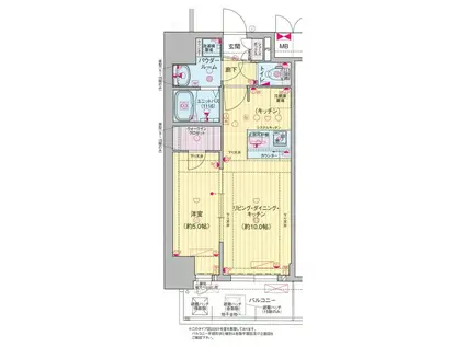 プレサンス大国町ラヴェニール(1LDK/15階)の間取り写真