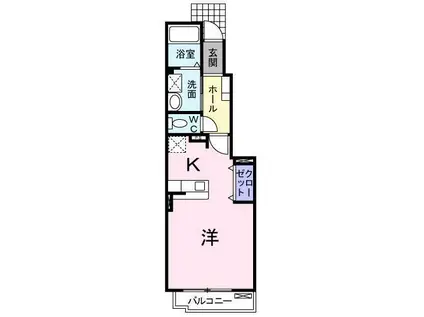 アクティフ神辺B(ワンルーム/1階)の間取り写真