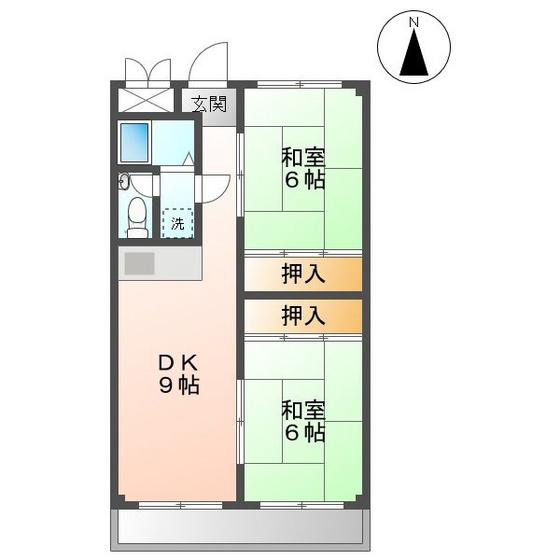 サンライフ大元(2DK/4階)の間取り写真