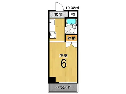 シャルム・カセ(1K/4階)の間取り写真