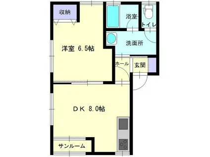 LIBRE II(1DK/2階)の間取り写真