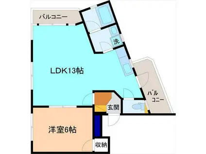 ビルンバオムII(1LDK/2階)の間取り写真