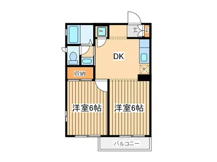 スプリングハイツケー(2DK/2階)の間取り写真