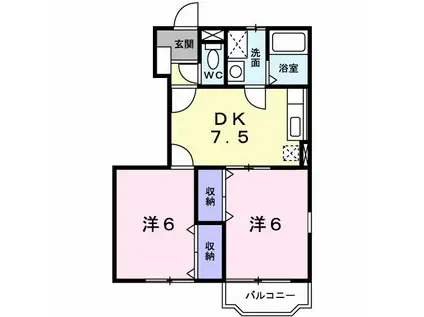 メルクマールSX I・II(2DK/1階)の間取り写真