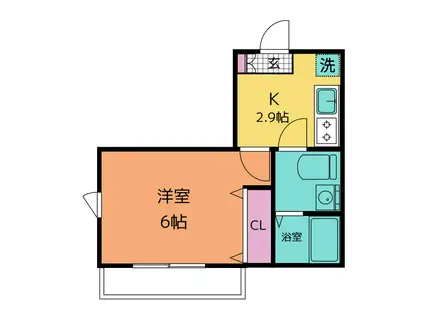 ガーデンコート能見台(1K/1階)の間取り写真