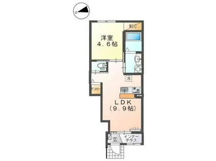 アイリスE(1LDK/1階)の間取り写真