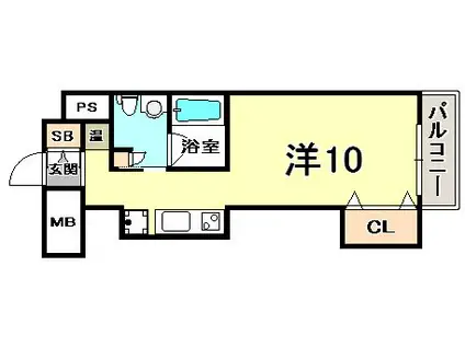 レジディア神戸磯上(ワンルーム/10階)の間取り写真