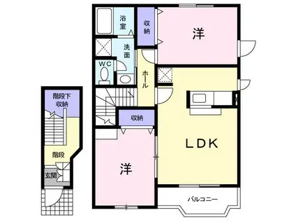 アルカディアコート(2LDK/2階)の間取り写真