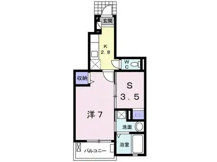 アンジュールARIDA I(1SK/1階)の間取り写真