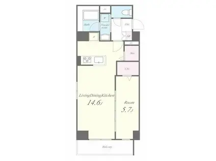 水神櫻郷レジデンス(1LDK/8階)の間取り写真