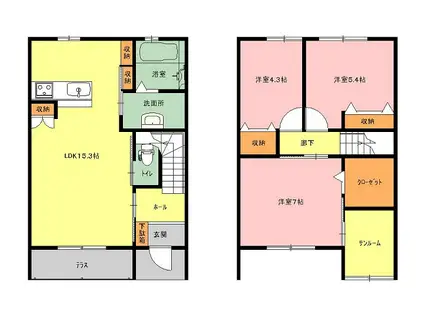 OLUOLU(3LDK/1階)の間取り写真
