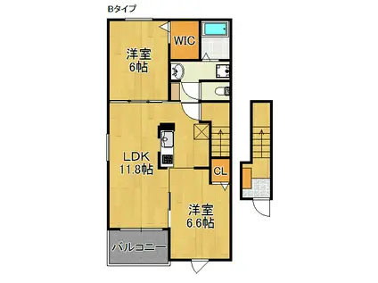 アクティブ・スクエアA・B(2LDK/2階)の間取り写真