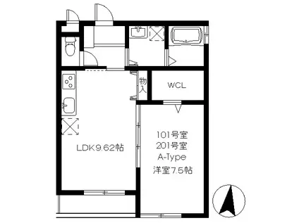 兼六コーポ大泉学園(1LDK/1階)の間取り写真