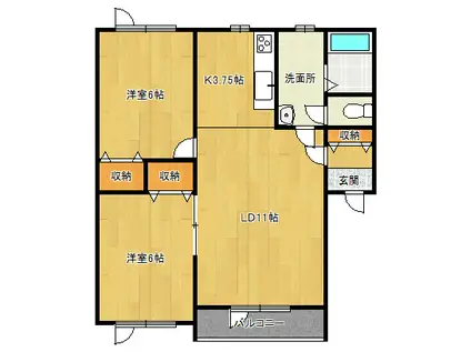 エフビービー(2LDK/2階)の間取り写真