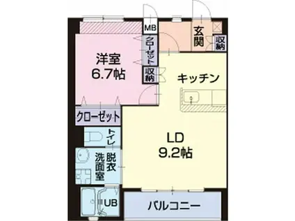 HABITATIO・SINWA(1LDK/2階)の間取り写真