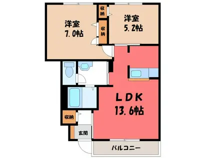 グラン・アーク(2LDK/1階)の間取り写真