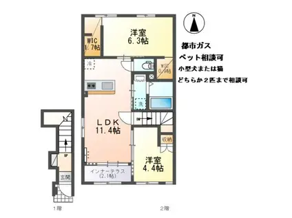 伝法寺2丁目アパート(2LDK/2階)の間取り写真