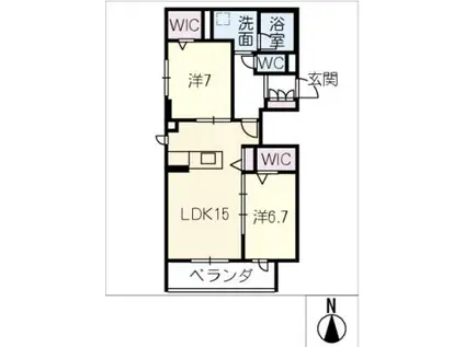リラ グリシーヌ(2LDK/3階)の間取り写真