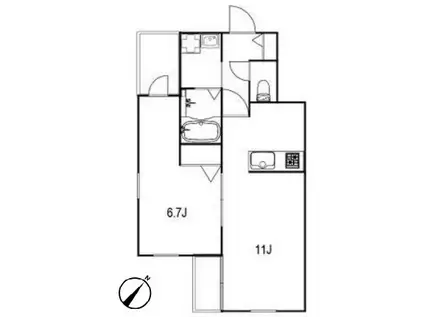 GRAN千歳台B棟(1LDK/1階)の間取り写真