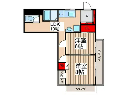 サニ―ハイツ竹花(2LDK/4階)の間取り写真