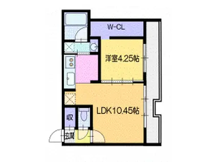 ラ・シュエットⅡ(1LDK/3階)の間取り写真