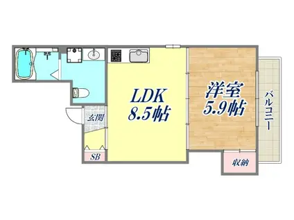 SEA MARK ASHIYA(1LDK/3階)の間取り写真