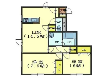 フォレストII(2LDK/2階)の間取り写真