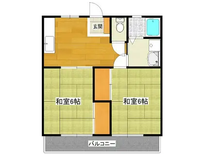 舞松原ハイツ(2DK/2階)の間取り写真