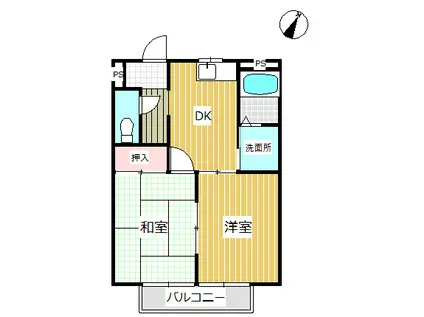 ジュネス蟹江本町A棟 KHSD(2DK/2階)の間取り写真