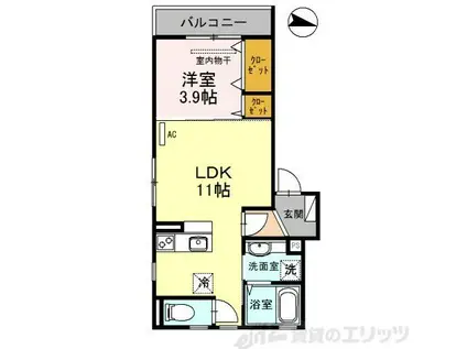 クレッシェンドIII(1LDK/2階)の間取り写真