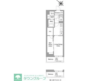 コンフォリア・リヴ豊洲キャナル(1LDK/9階)の間取り写真