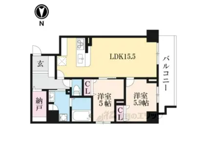 PADMA烏丸御池(2LDK/7階)の間取り写真