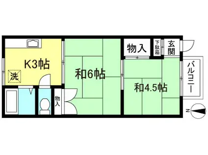 ハイム工藤(2K/1階)の間取り写真