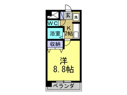 サンハイム寺田(1K/3階)の間取り写真