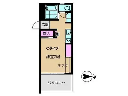 BRISA八景(ワンルーム/3階)の間取り写真