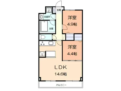 FREESIA(2LDK/2階)の間取り写真