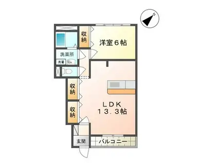 フィオーレ(1LDK/1階)の間取り写真