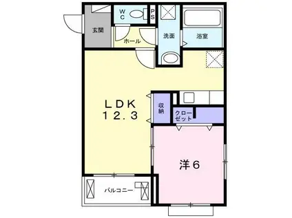 ヴィアソーレ摂津(1LDK/2階)の間取り写真