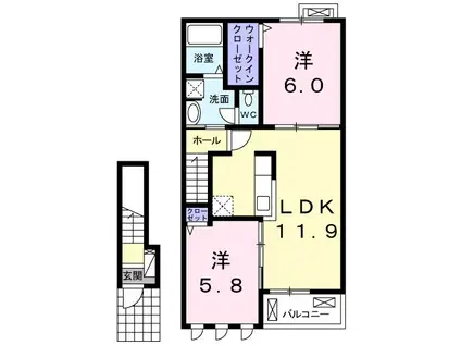 プレジール I(2LDK/2階)の間取り写真