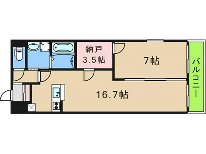 ワイハイツ栄和(1LDK/3階)の間取り写真
