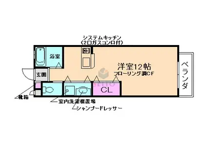 プランドール(1K/1階)の間取り写真