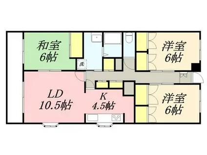 スカイヒルズ開成壱番館(3LDK/4階)の間取り写真