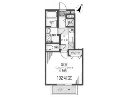 プライムヒルズ新所沢(1K/1階)の間取り写真