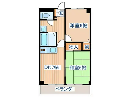 サンライズ加藤(2DK/3階)の間取り写真