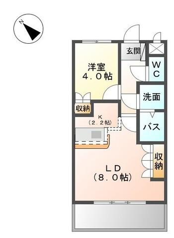 ディアベルジュ(1LDK/2階)の間取り写真